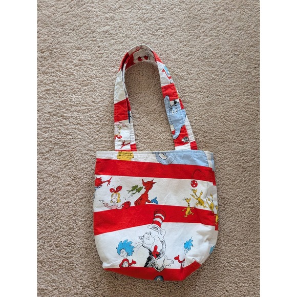 Myah Bags Handbags - Myah Bags‎ Handmade Dr Seuss Tote Cat in the Hat Grinch Polka Dot Lining